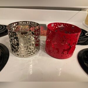 Silver and Red deer Candle Holders
